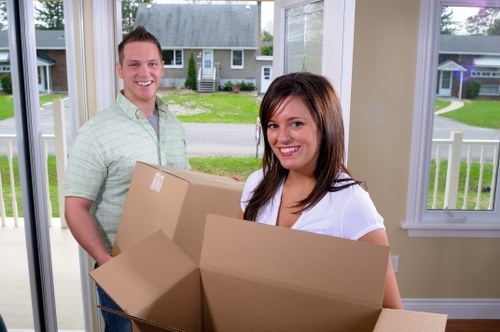 Furniture and household items secured inside a removal van