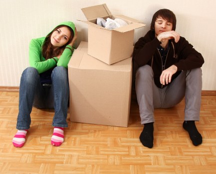 Secured furniture inside a removal van