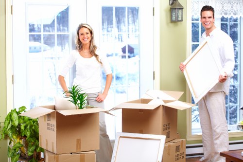 Household items ready for transport during an Elephant and Castle move