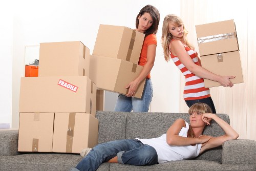 Packing and labeling household items for a London move